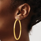14K 3x55mm Polished Tube Hoop Earrings