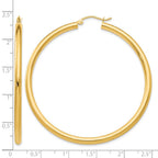 14K 3x55mm Polished Tube Hoop Earrings