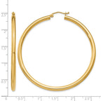 14K 3x55mm Polished Lightweight Tube Hoop Earrings