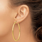 14K 3x60mm Polished Tube Hoop Earrings