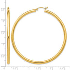 14K 3x60mm Polished Lightweight Tube Hoop Earrings