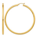 14K 3x60mm Polished Lightweight Tube Hoop Earrings