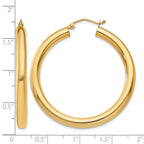 14K 4x40mm Polished Tube Hoop Earrings