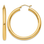 14K 4x40mm Polished Tube Hoop Earrings