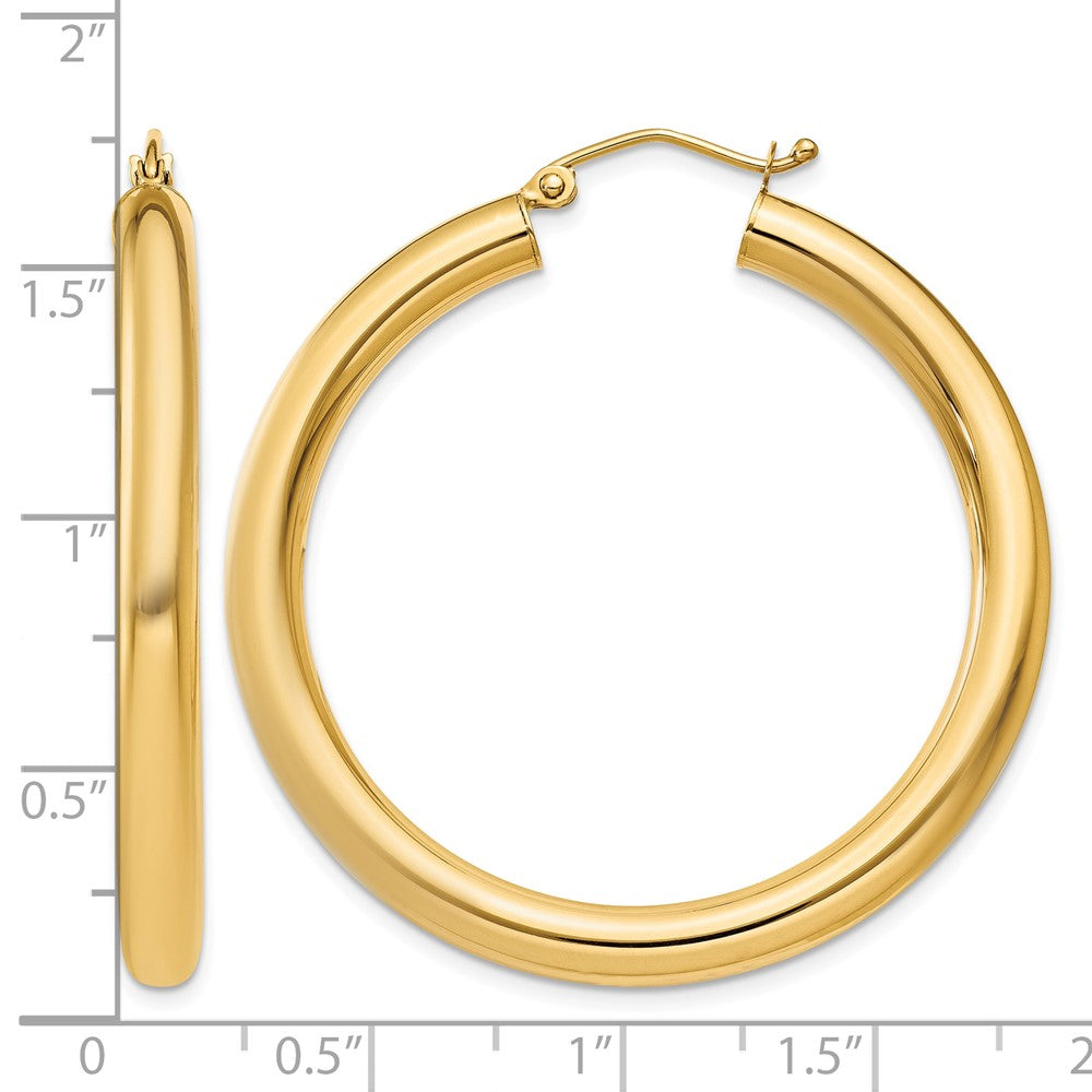 14K 4x40mm Polished Lightweight Tube Hoop Earrings