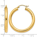 14K 4x35mm Polished Tube Hoop Earrings