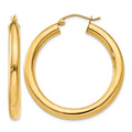 14K 4x35mm Polished Tube Hoop Earrings