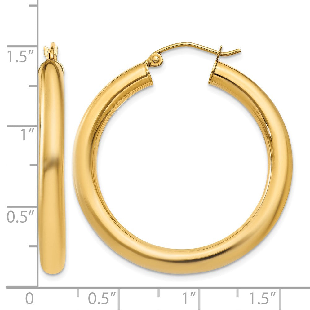 14k 4x35mm Polished Lightweight Tube Hoop Earrings