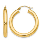 14k 4x30mm Polished Tube Hoop Earrings