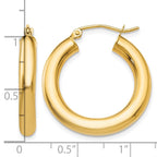 14k 4x25mm Polished Lightweight Tube Hoop Earrings