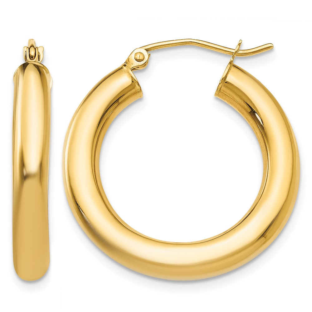 14k 4x25mm Polished Lightweight Tube Hoop Earrings