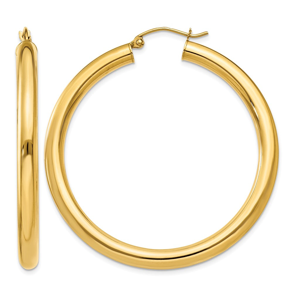 14K 4x45mm Polished Tube Hoop Earrings