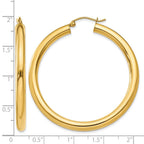 14K 4x45mm Polished Lightweight Tube Hoop Earrings