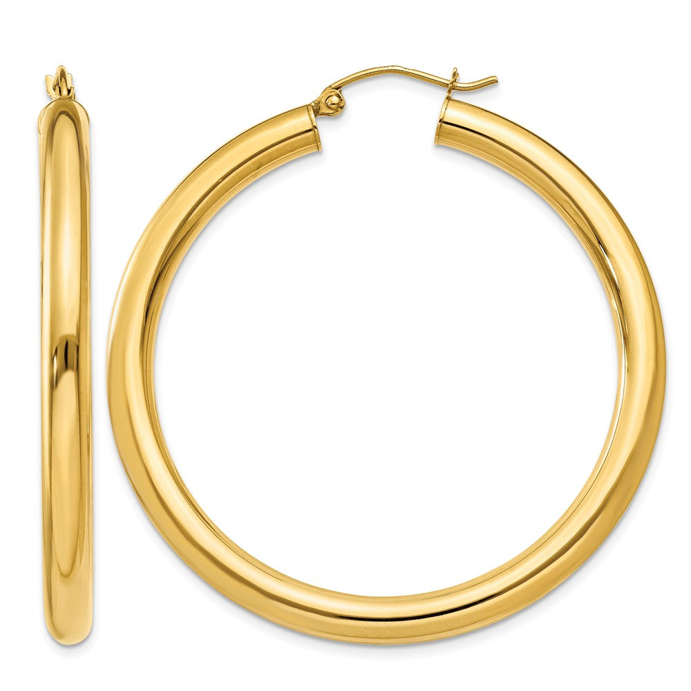 14K 4x45mm Polished Lightweight Tube Hoop Earrings