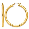 14K 4x45mm Polished Lightweight Tube Hoop Earrings