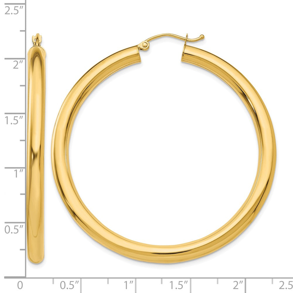 14K 4x50mm Polished Tube Hoop Earrings