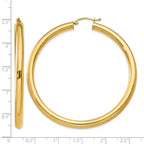 14K 4x55mm Polished Tube Hoop Earrings