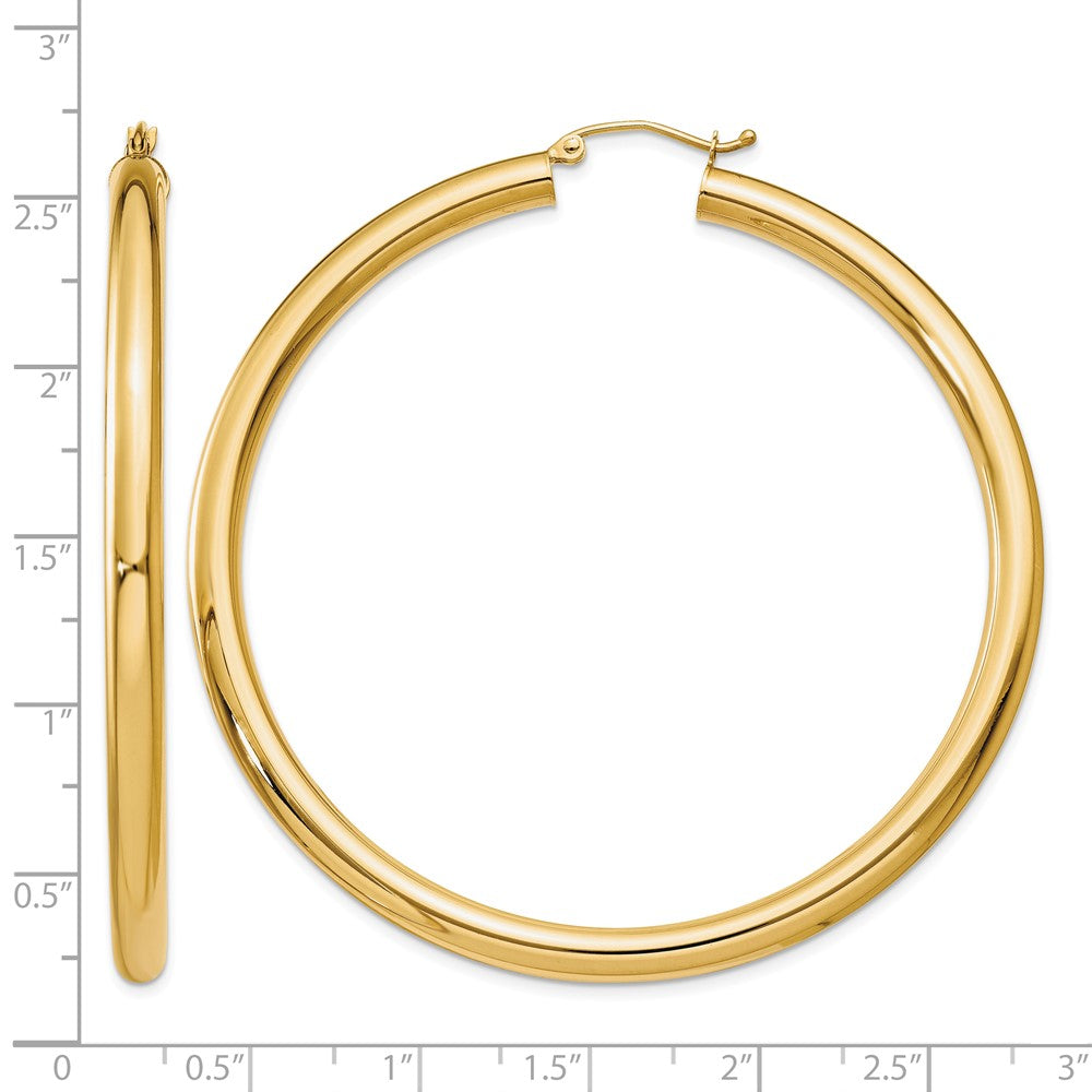 14K 4x60mm Polished Tube Hoop Earrings