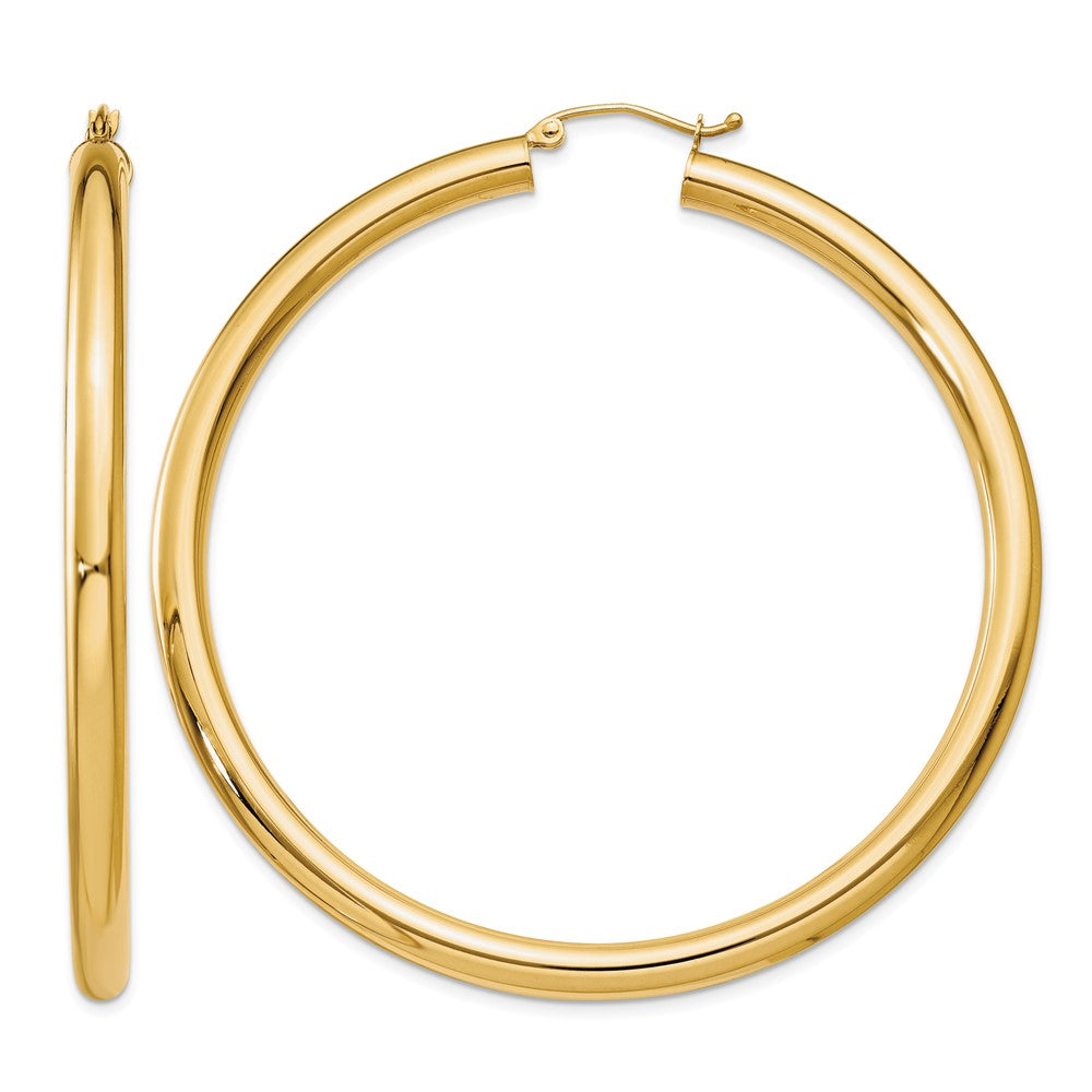 14K 4x60mm Polished Tube Hoop Earrings