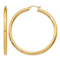 14K 4x60mm Polished Tube Hoop Earrings