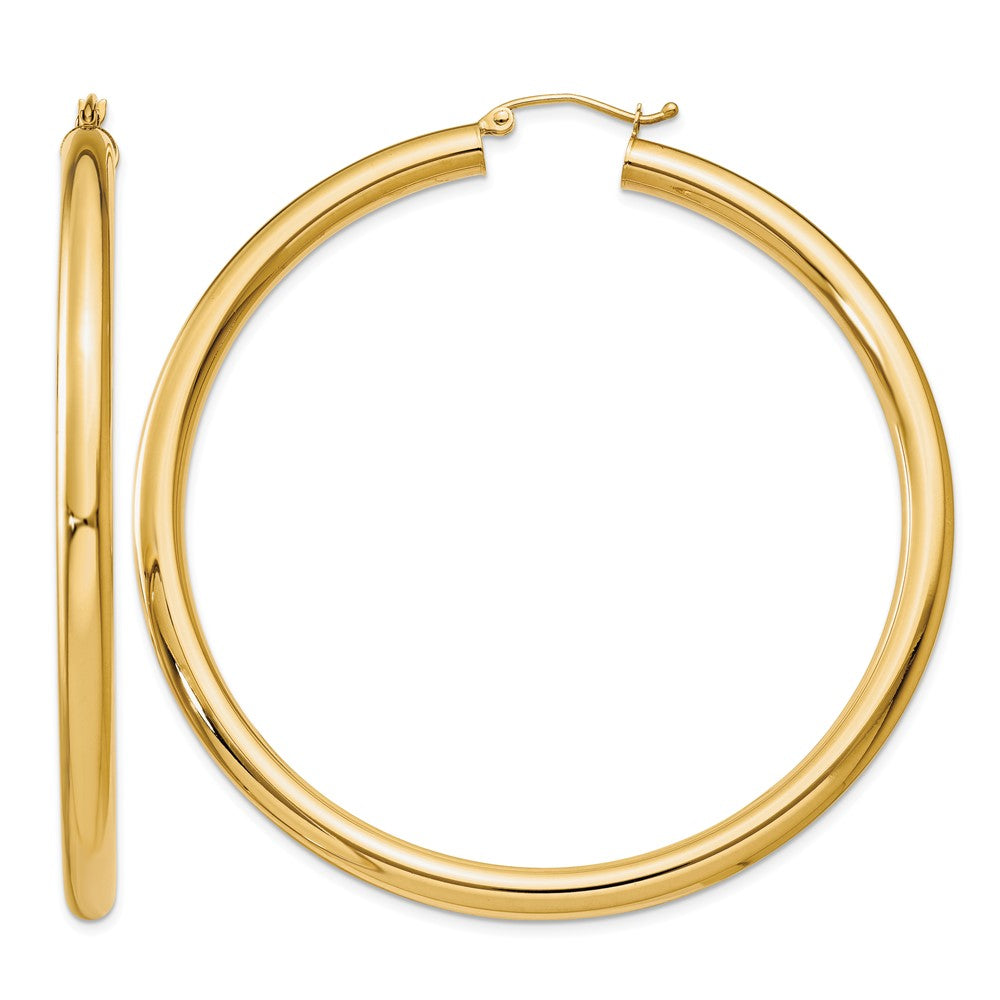 14K 4x60mm Polished Lightweight Tube Hoop Earrings