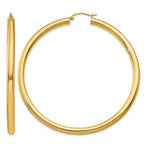 14K 4x65mm Polished Tube Hoop Earrings