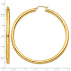 14K 4x65mm Polished Lightweight Tube Hoop Earrings