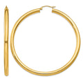 14K 4x65mm Polished Lightweight Tube Hoop Earrings