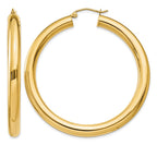 14k 5x50mm Polished Tube Hoop Earrings