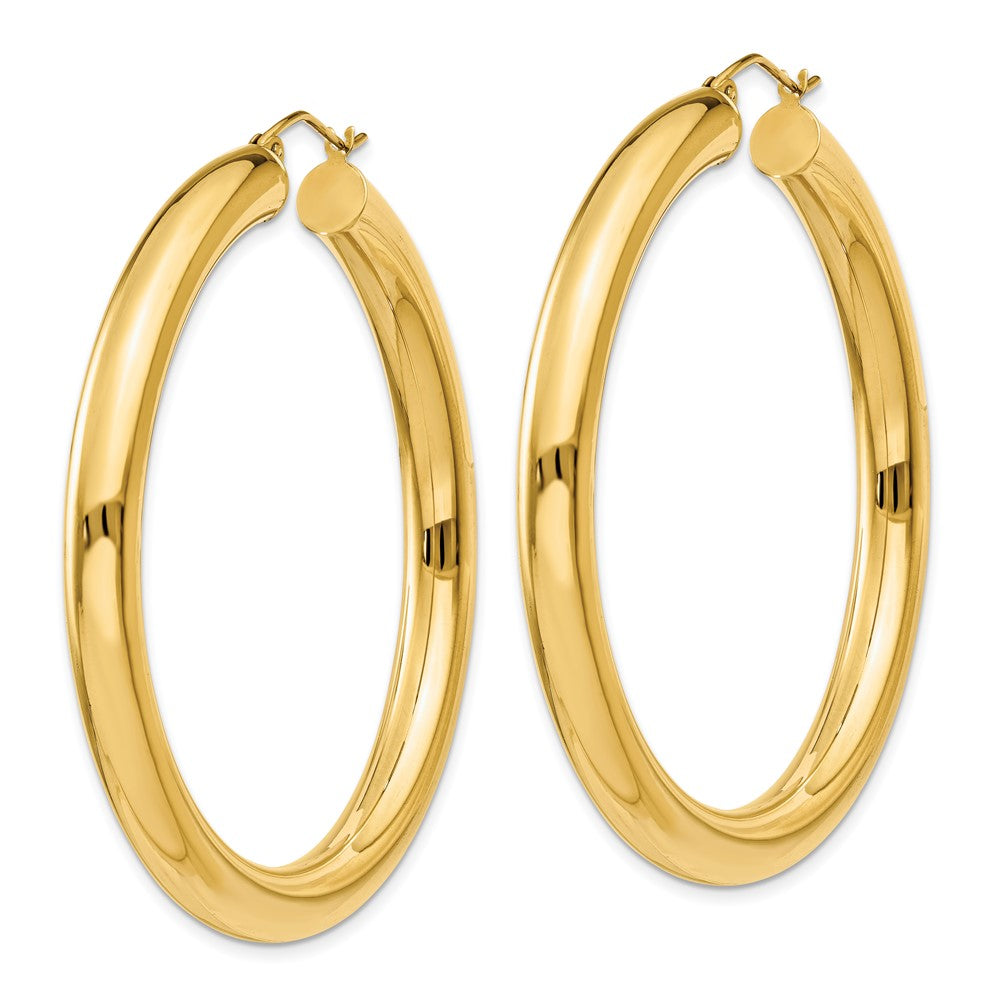 14k 5x50mm Polished Lightweight Tube Hoop Earrings