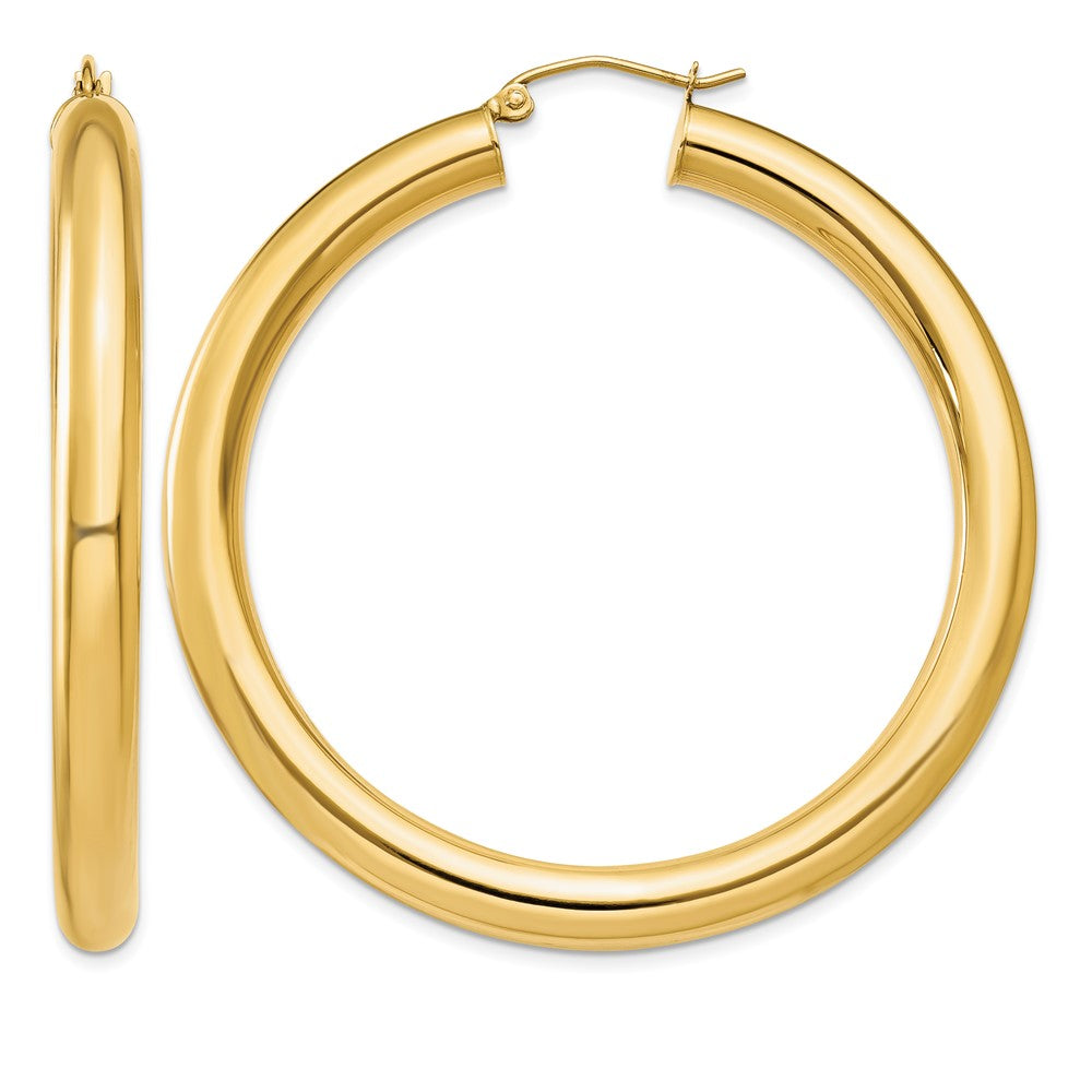 14k 5x50mm Polished Lightweight Tube Hoop Earrings