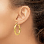 14k 5x35mm Polished Tube Hoop Earrings