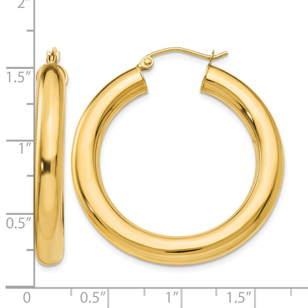 14k 5x35mm Polished Tube Hoop Earrings