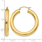 14k 5x35mm Polished Tube Hoop Earrings