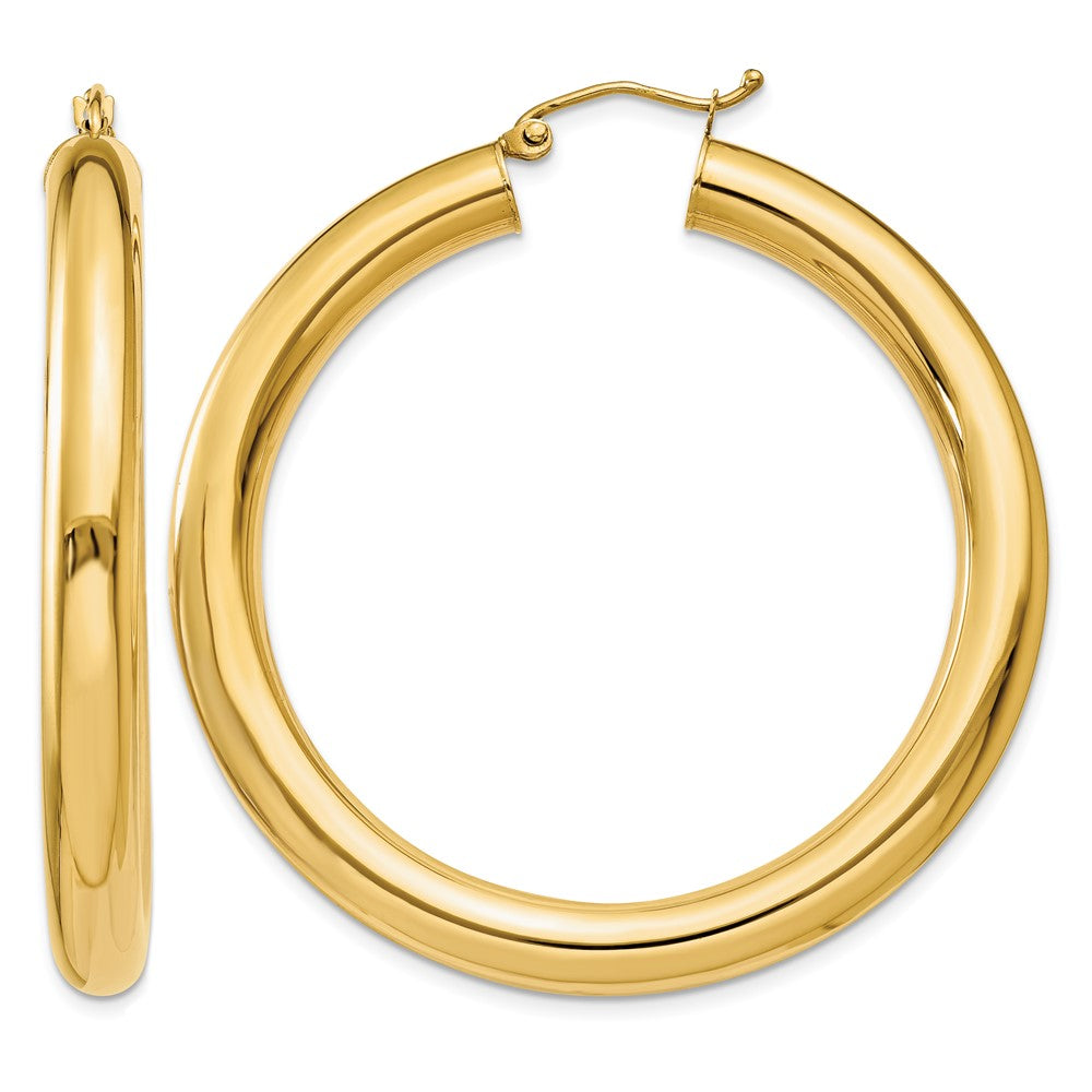 14k 5x45mm Polished Tube Hoop Earrings