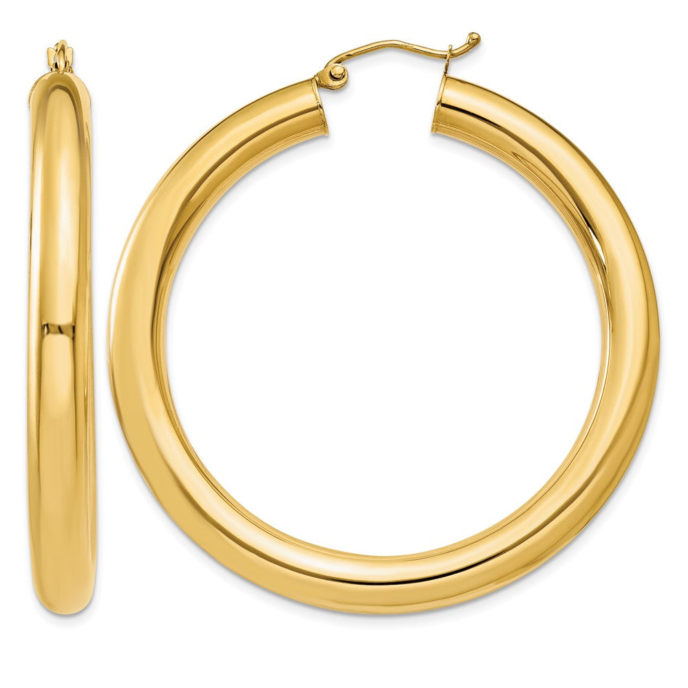 14k 5x45mm Polished Lightweight Tube Hoop Earrings