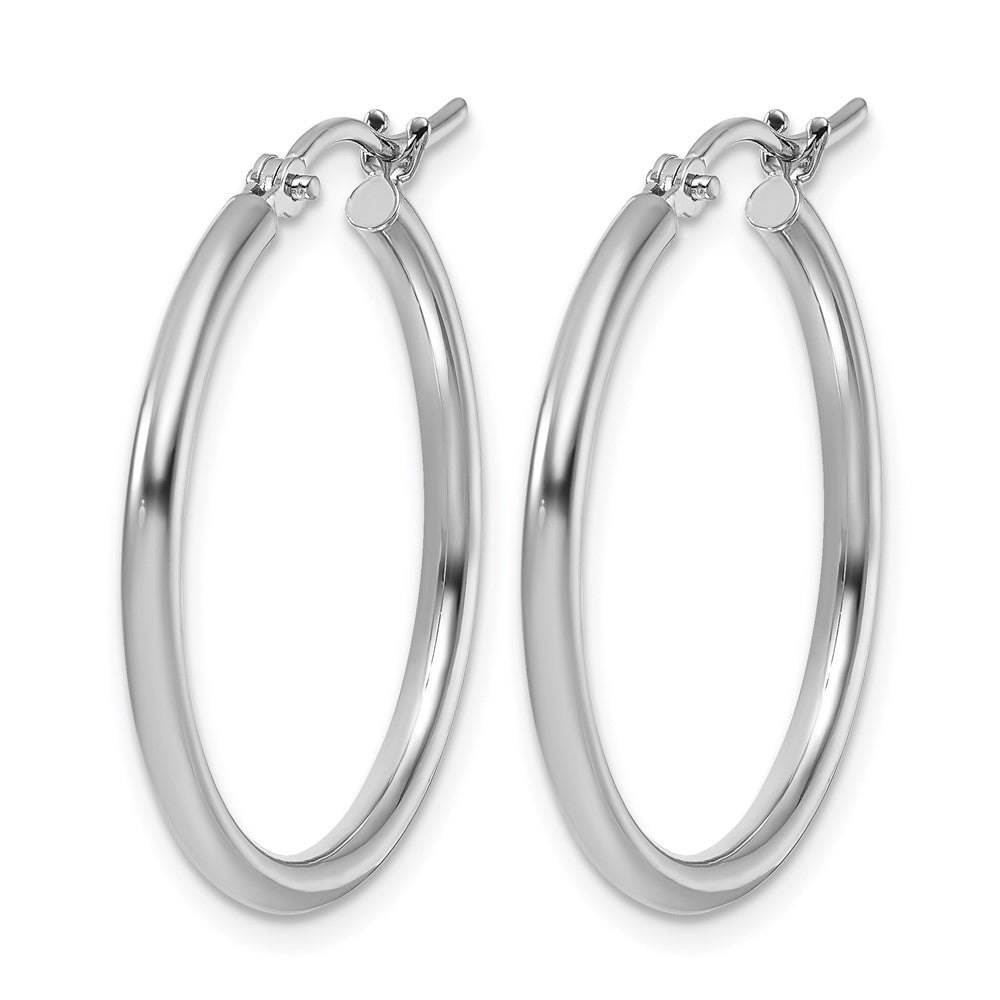 10K White Gold Polished Hinged Hoop Earrings