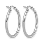 10K White Gold Polished Hinged Hoop Earrings