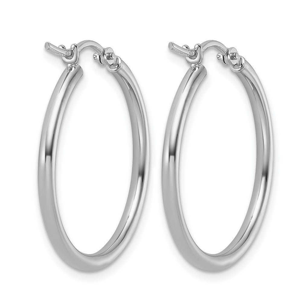 10K White Gold Polished Hinged Hoop Earrings