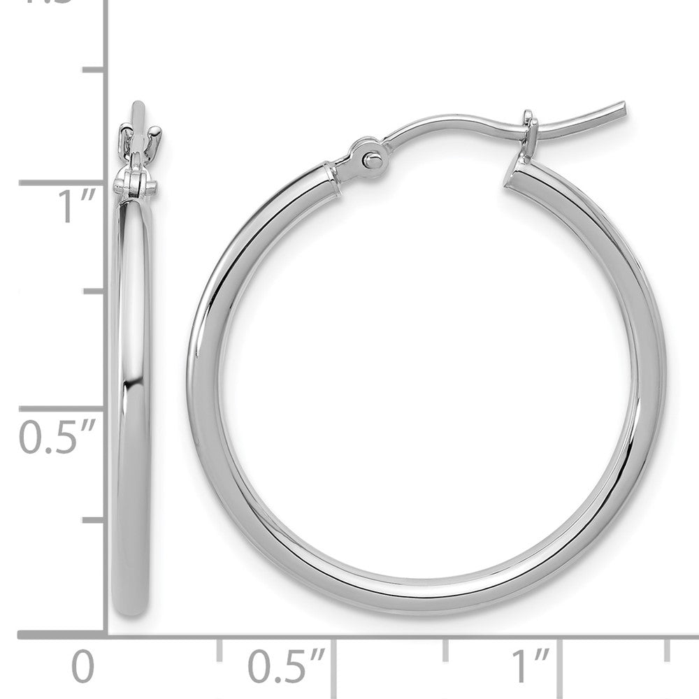 10K White Gold Polished Hinged Hoop Earrings