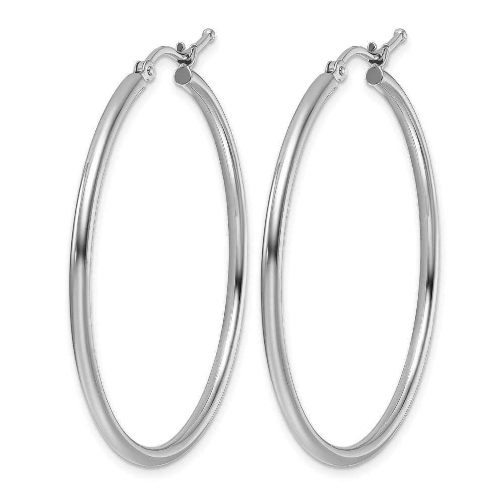10K White Gold Polished Hinged Hoop Earrings