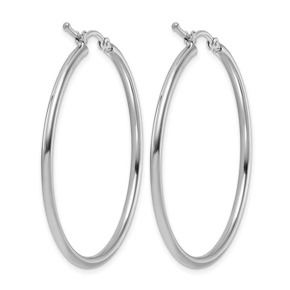 10K White Gold Polished Hinged Hoop Earrings