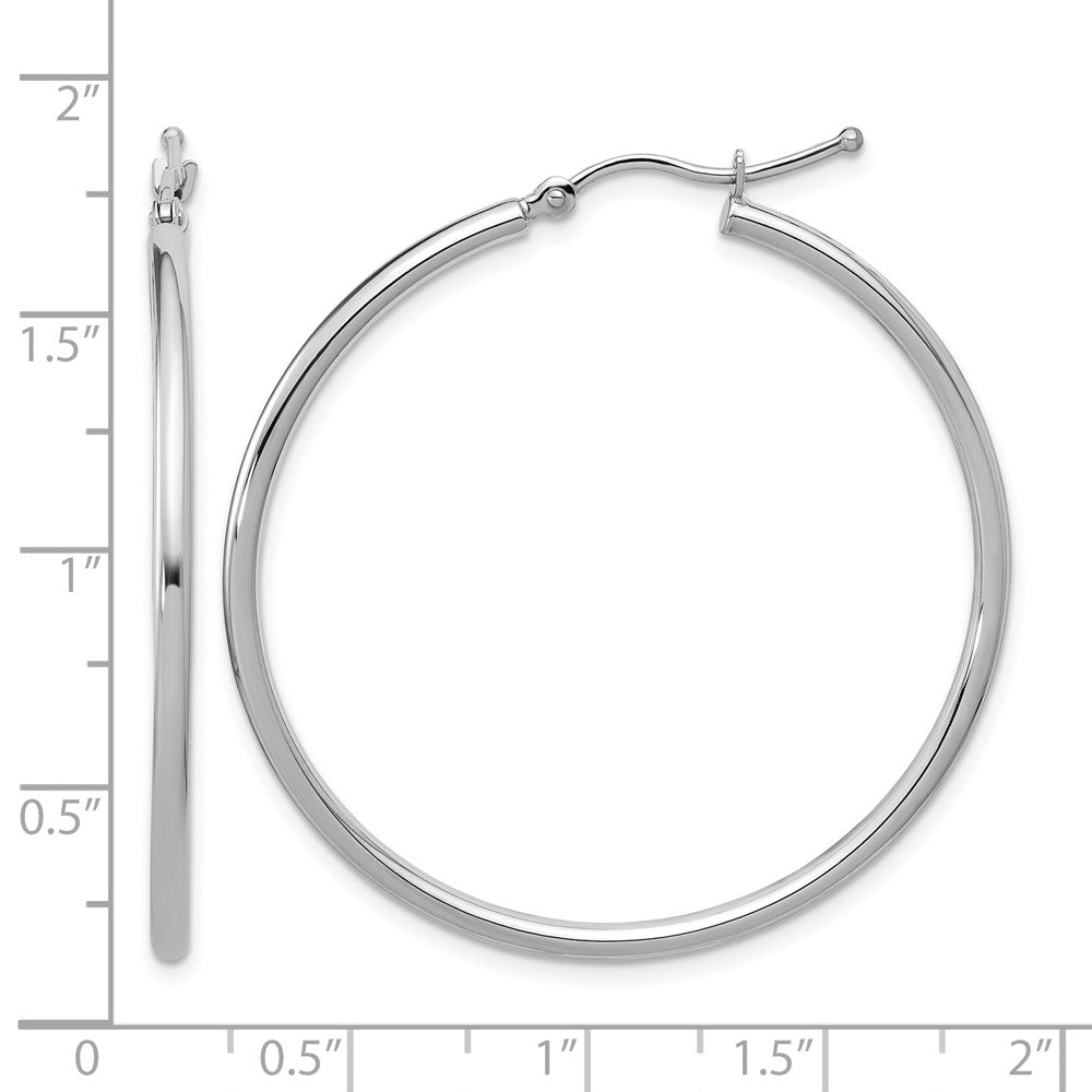 10K White Gold Polished Hinged Hoop Earrings