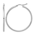 10K White Gold Polished Hinged Hoop Earrings