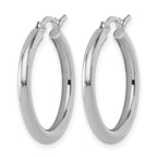 10K White Gold Polished Hinged Hoop Earrings