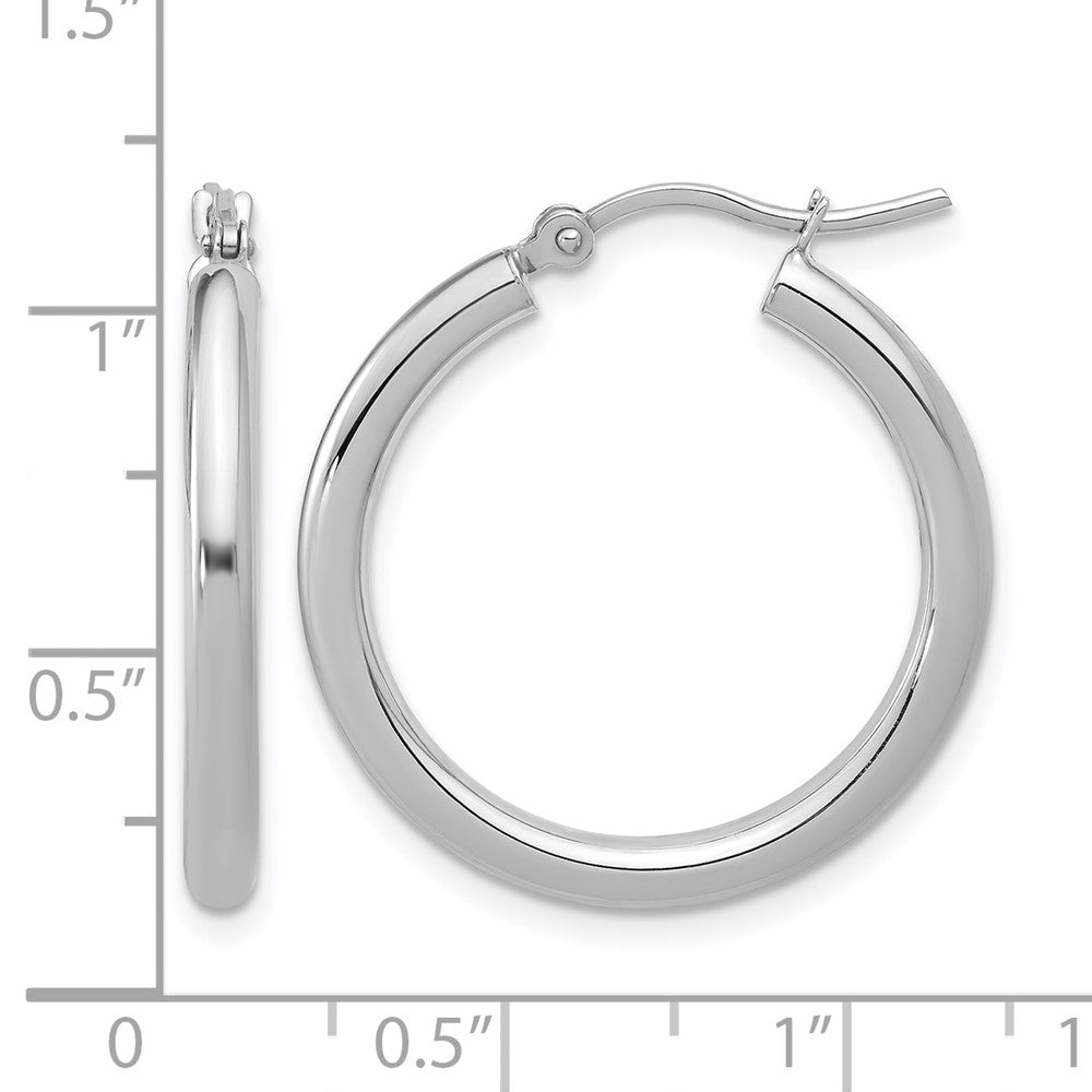 10K White Gold Polished Hinged Hoop Earrings