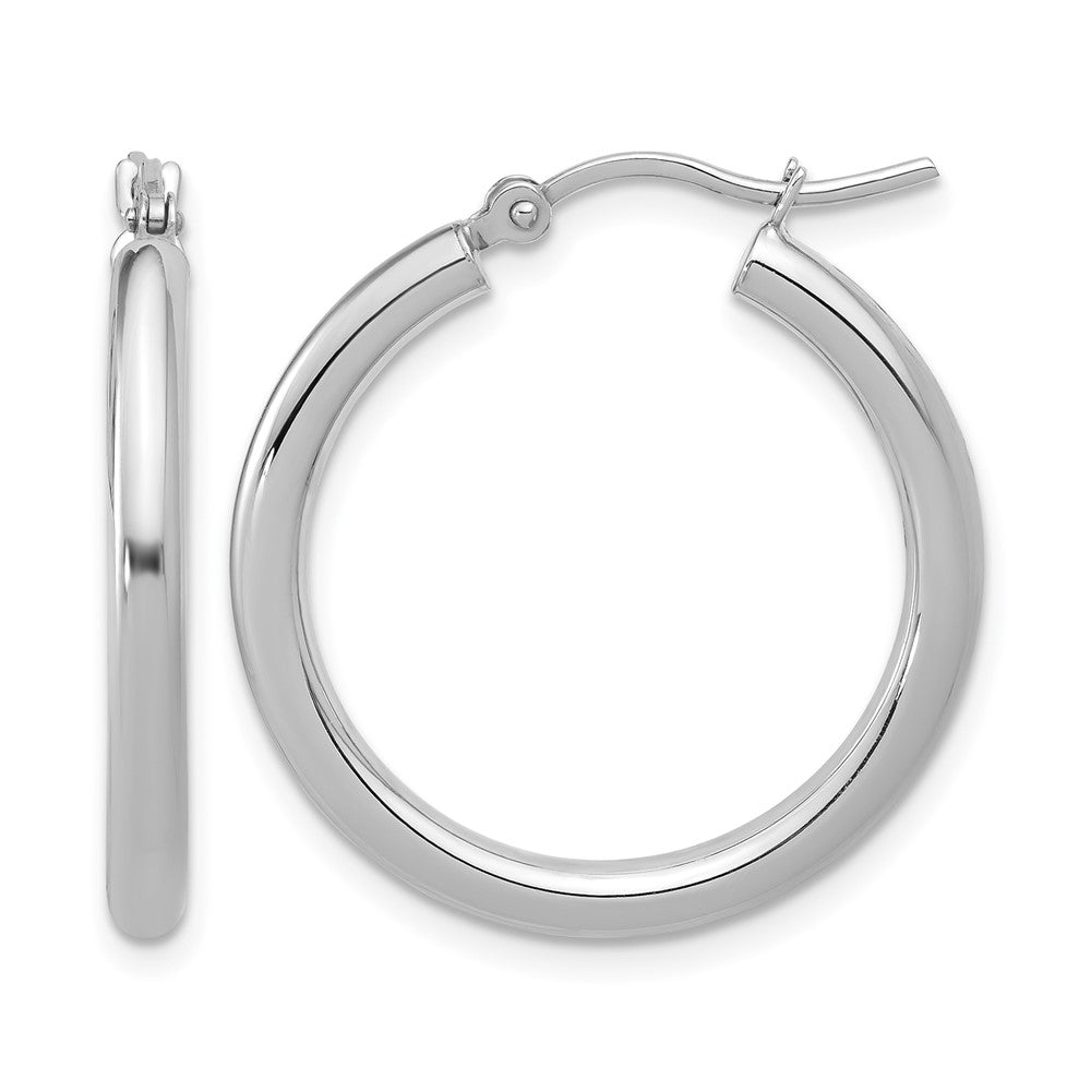 10K White Gold Polished Hinged Hoop Earrings
