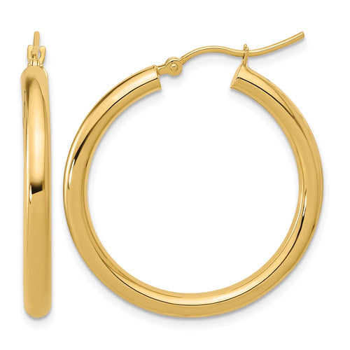 10K Polished Hinged Hoop Earrings