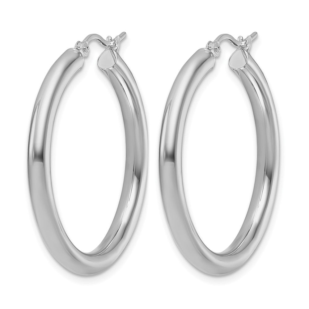 10K White Gold Polished Hinged Hoop Earrings
