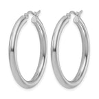 10K White Gold Polished Hinged Hoop Earrings
